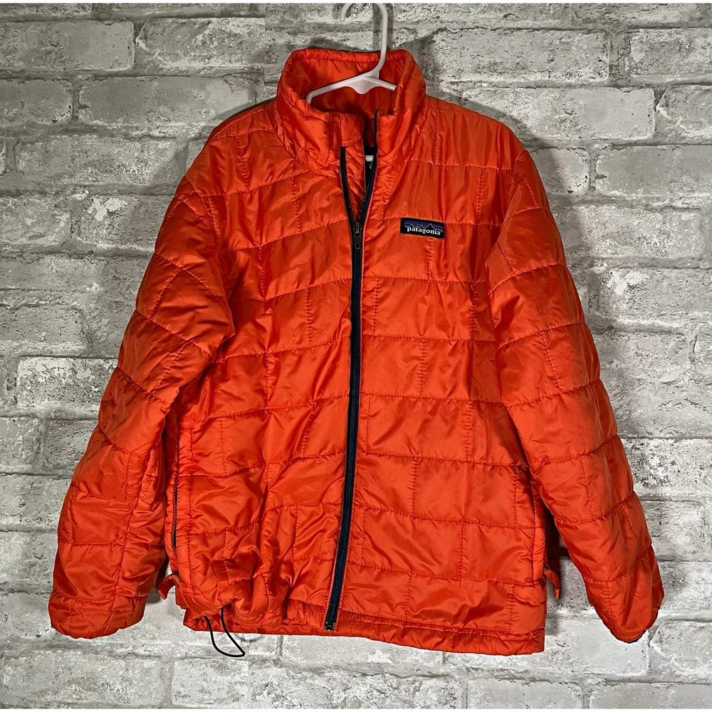 Patagonia Nano Puff Kids Puffer Jacket Full Zip Orange Size S 7-8